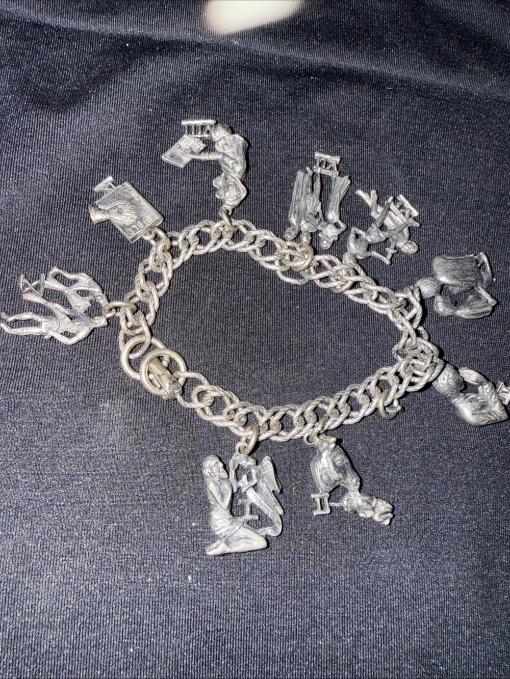 Coro Silver-Tone Charm Bracelet 7”1/4 vintage